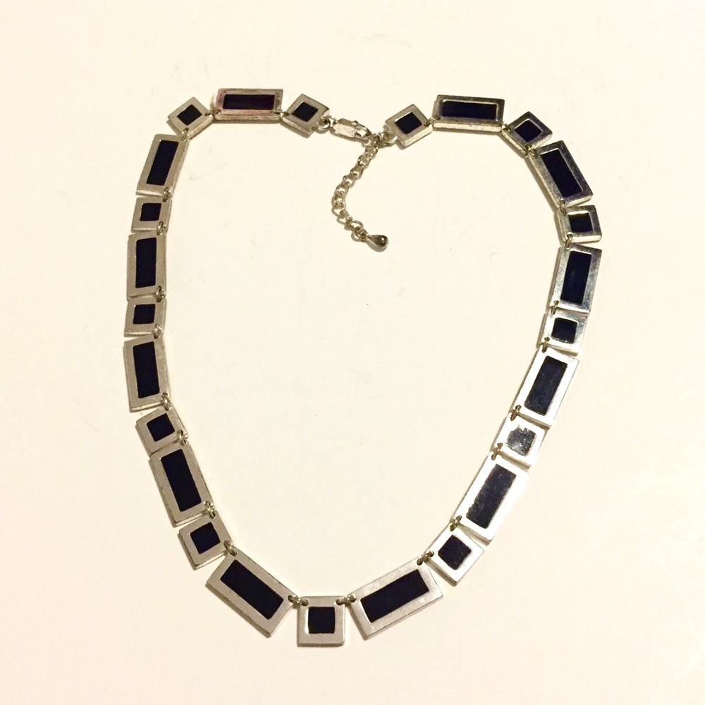 Silver Necklace with Jet Accent